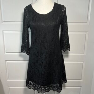 DIVIDED by H&M Black Lace 3/4 Sleeve Mini Dress Size‎ 8